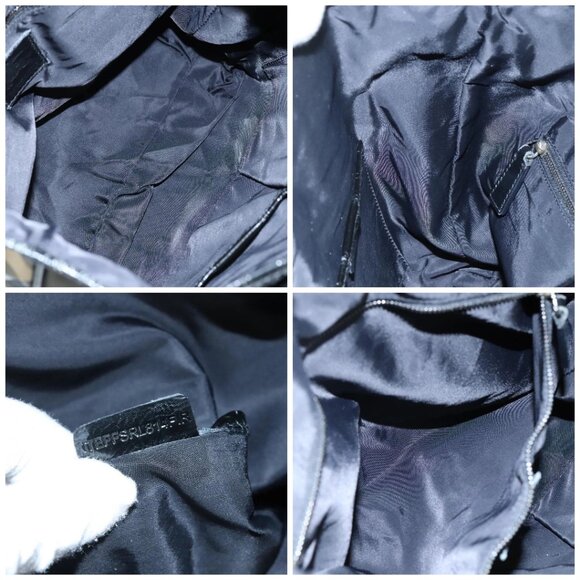 BURBERRY Nova Check Tote Bag PVC Enamel Gray Black Auth 111120 - Picture 16 of 16